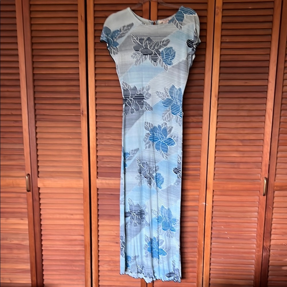 Free People Blue and White Sheath Maxi Dress